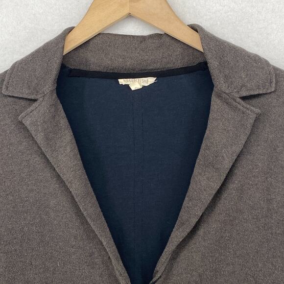 EILEEN FISHER Sweater Knit S Jersey Lined Organic Cotton Blazer Cardigan Brown - Picture 6 of 12